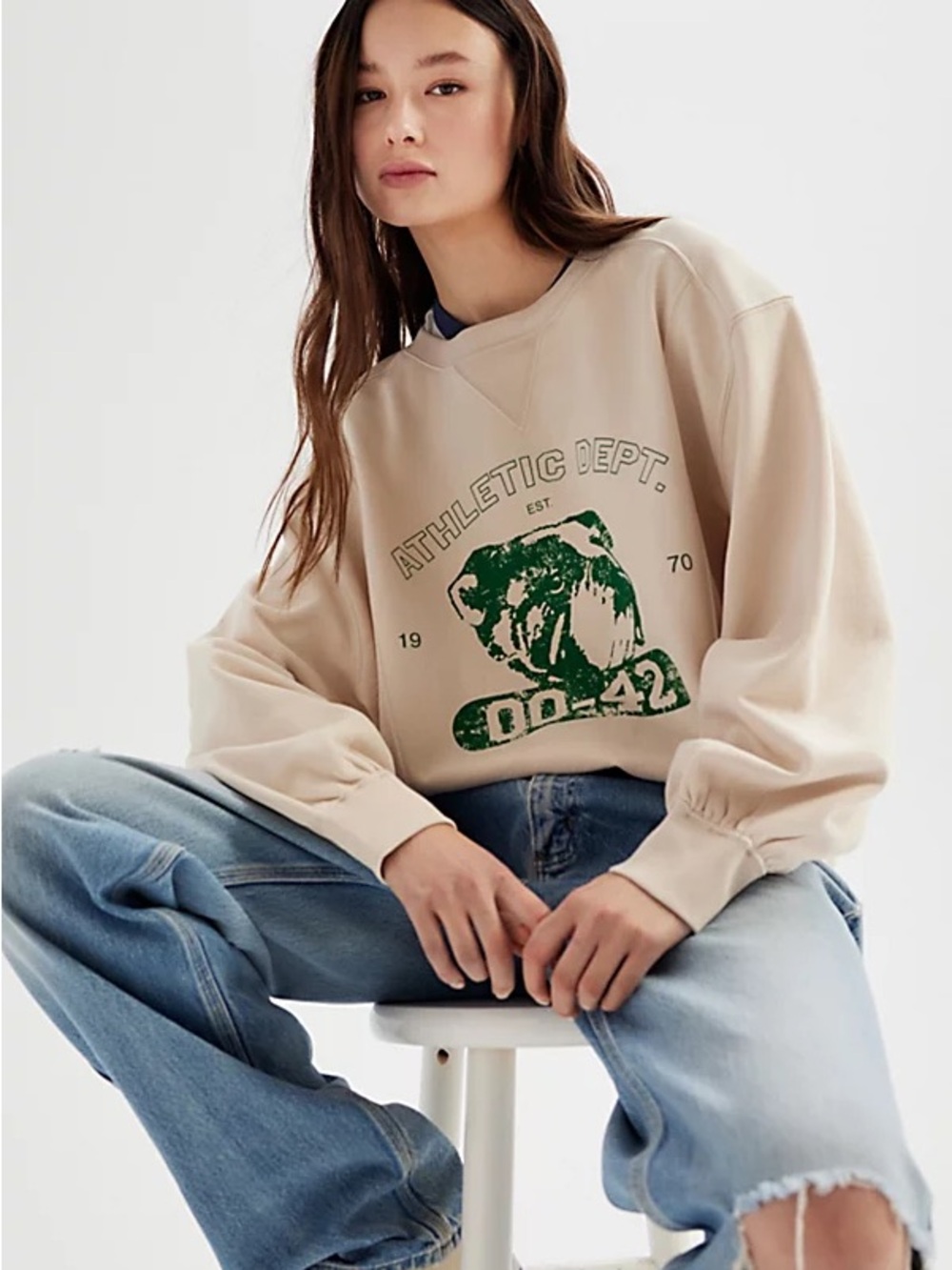 Urban outfitters bdg Beige Athletic Dept. Graphic Pullover Sweatshirt